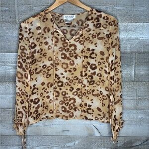 Due per Due 100% silk leopard animal cheetah Print Women's Top 6 petite